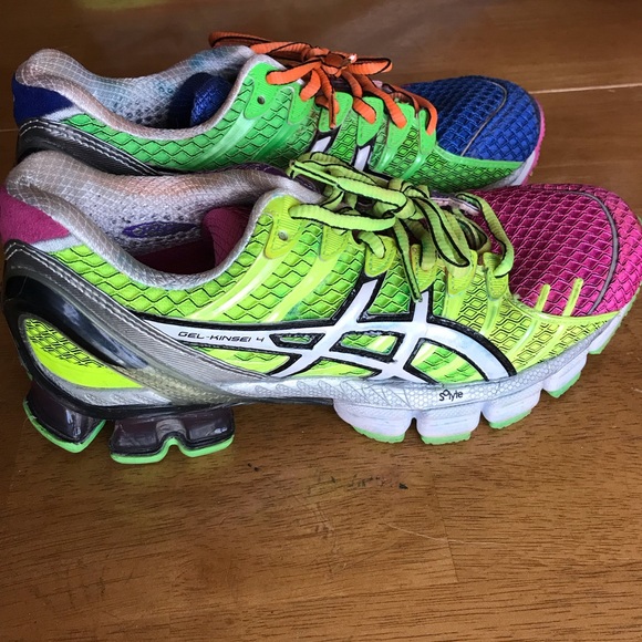 multi colored tennis shoes